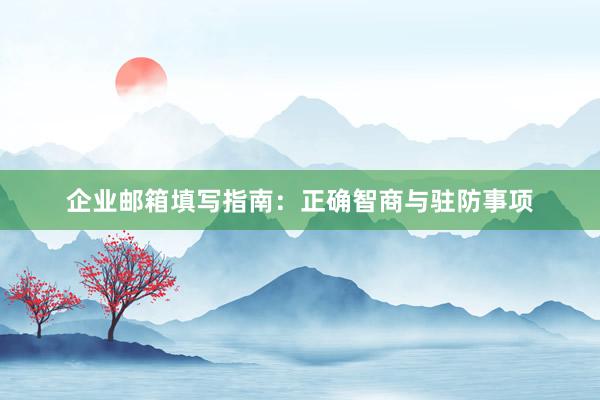企业邮箱填写指南：正确智商与驻防事项