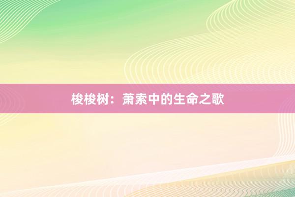 梭梭树：萧索中的生命之歌